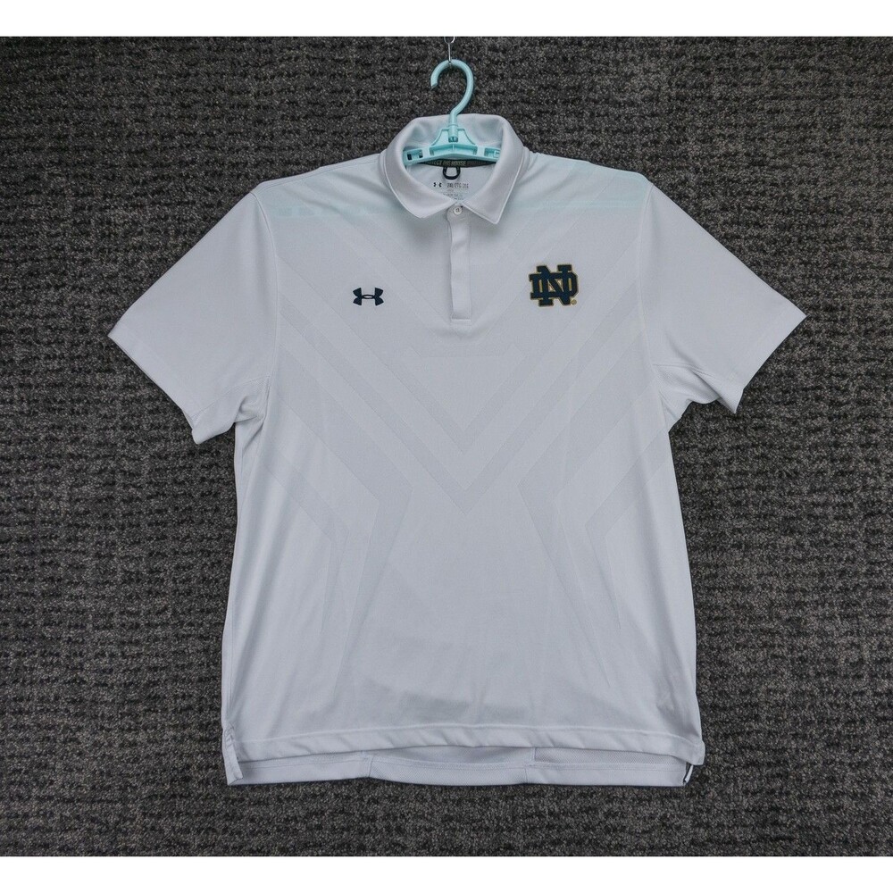 Notre Dame Fighting Irish Shirt Mens 2XL White Performance Polo Under Armour